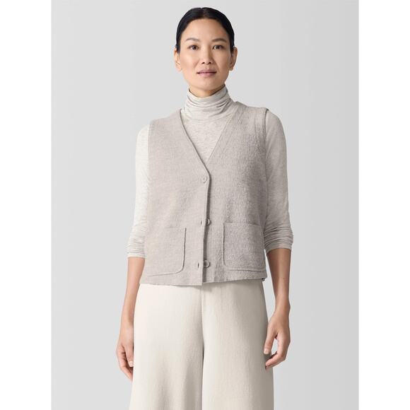 Eileen Fisher Jackets & Blazers - Eileen Fisher Lightweight Boiled Regenerative Wool Vest Dove Light Gray, 2X
